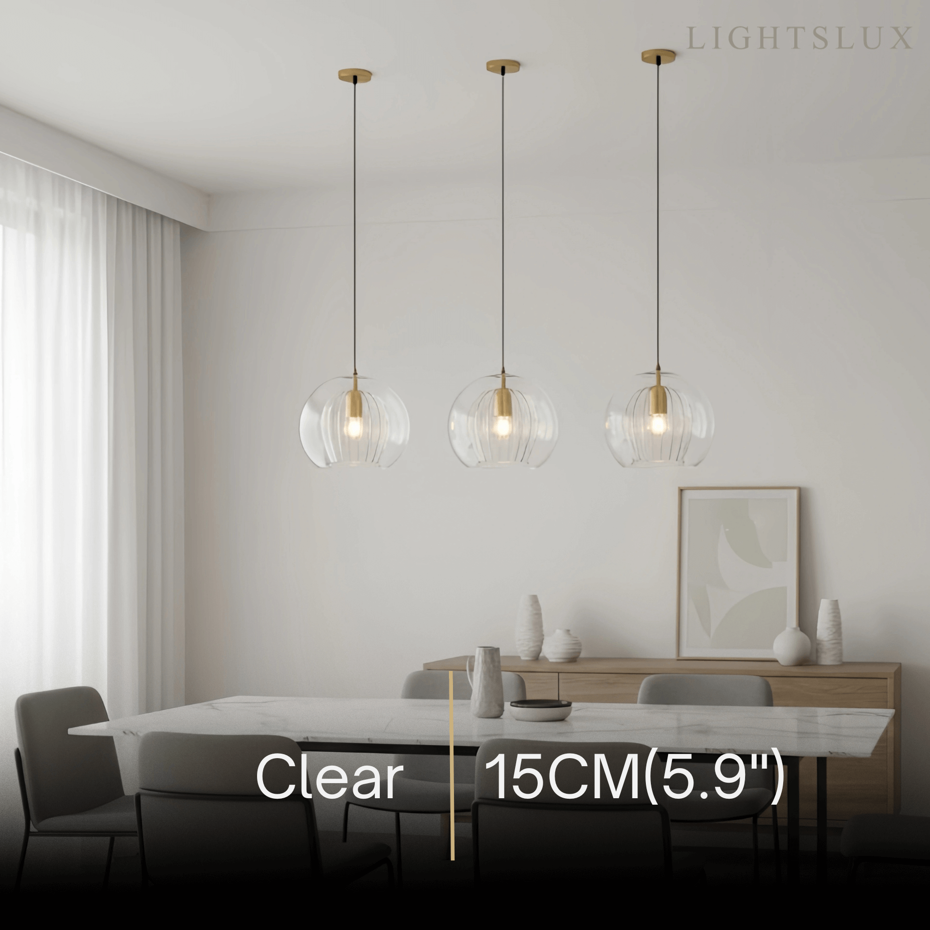 Vetro Nordic Globe Pendant Light – Clear or Amber Glass for Bedroom