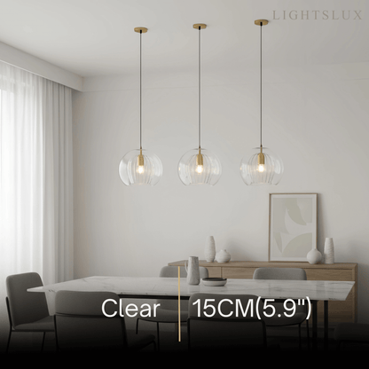 Vetro Nordic Globe Pendant Light – Clear or Amber Glass for Bedroom