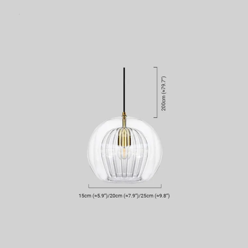Nordic Glass Globe Pendant Light Dimension