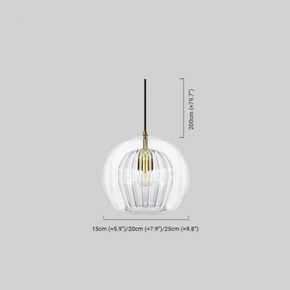 Nordic Glass Globe Pendant Light Dimension