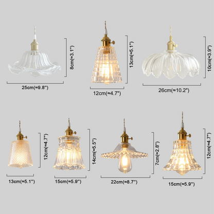 Art Deco Pendant Light – Clear Blown Glass Dimension