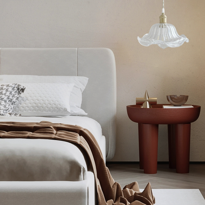 Art Deco Pendant Light – Clear Blown Glass with Brass Finish Bedroom