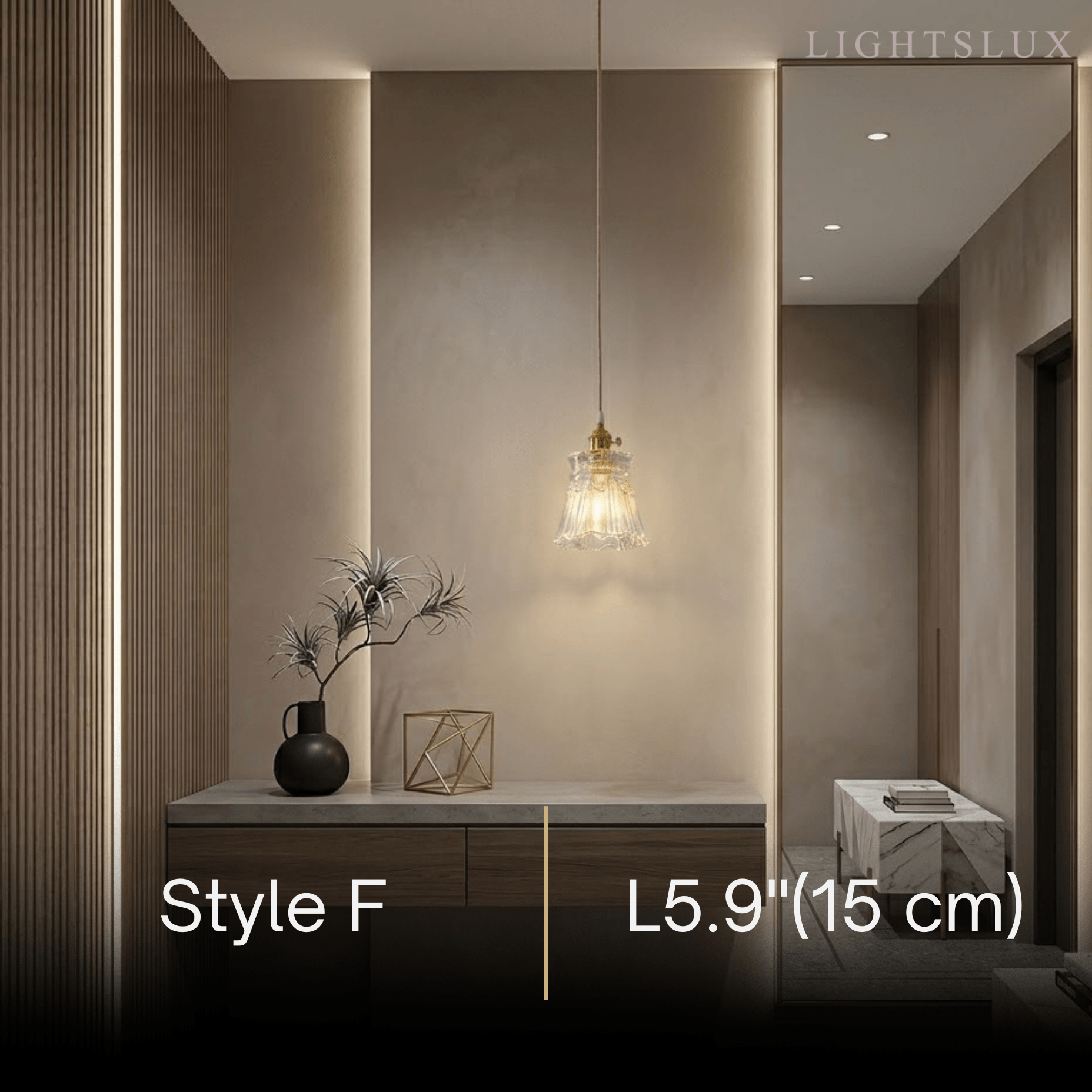 Pendant Light – Clear Blown Glass with Brass Finish for Bedroom