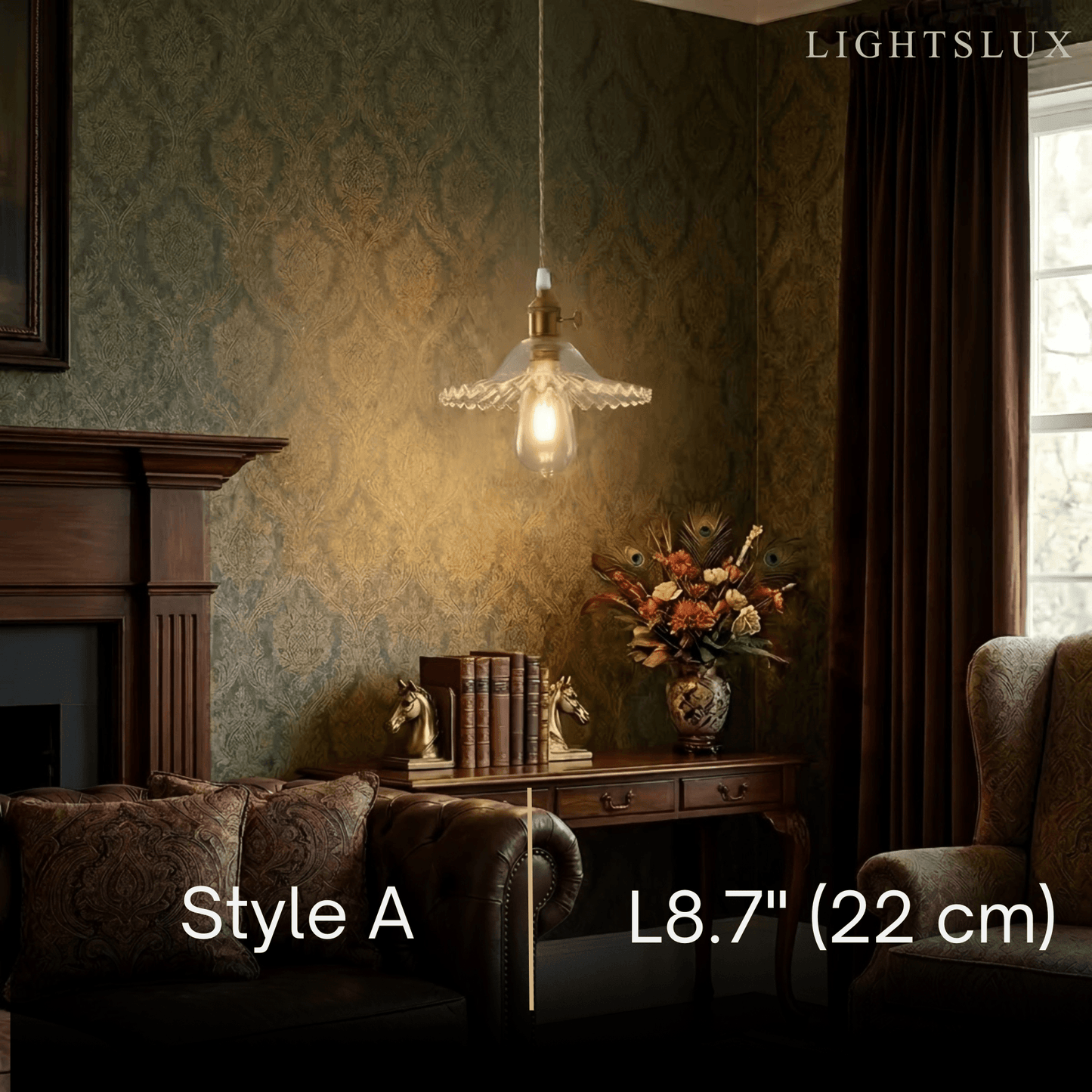 Pendant Light – Clear Blown Glass with Brass Finish for Bedroom