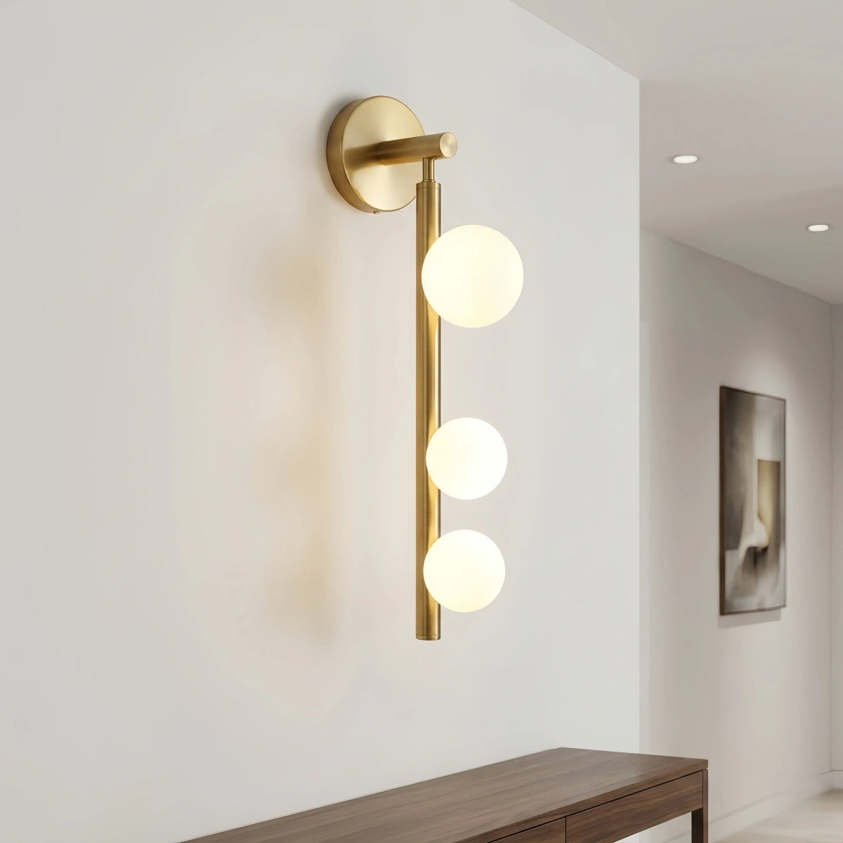 Arcato Modern Wall Light - Gold/Black Metal & Glass Globular Design for Living Room