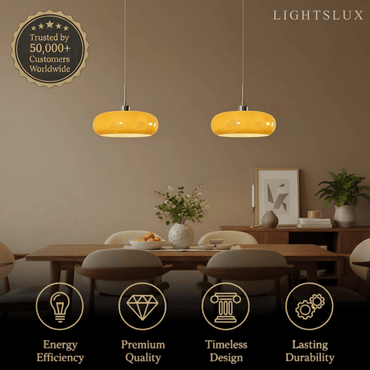 Crema Modern Pendant Light – Orange/White Metal Fixture for Dining Room