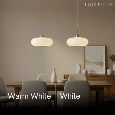 Crema Modern Pendant Light – Orange/White Metal Fixture for Dining Room