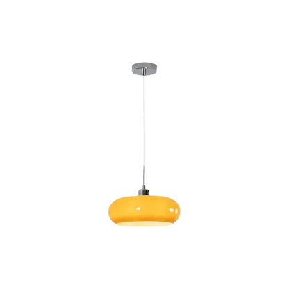 Crema Modern Pendant Light – Orange/White Metal Fixture for Dining Room