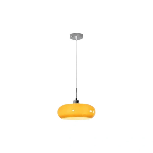 Crema Modern Pendant Light – Orange/White Metal Fixture for Dining Room