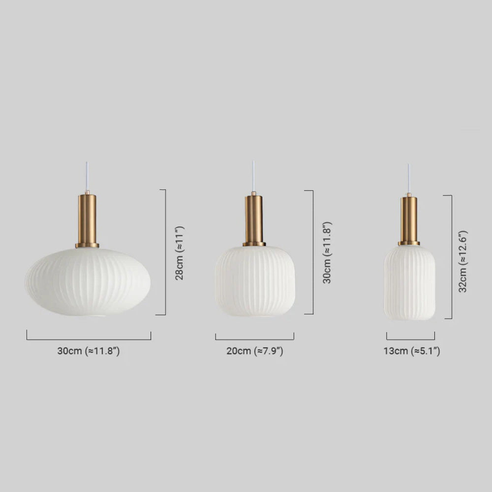 Nordic White Pendant Light - Metal & Glass Dining Room