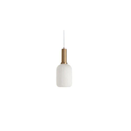 Crema Nordic White Pendant Light - Metal & Glass Geometric Design for Living Room