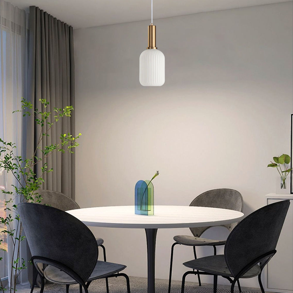 Nordic White Pendant Light - Metal & Glass Dining Room