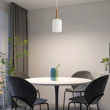 Nordic White Pendant Light - Metal & Glass Dining Room