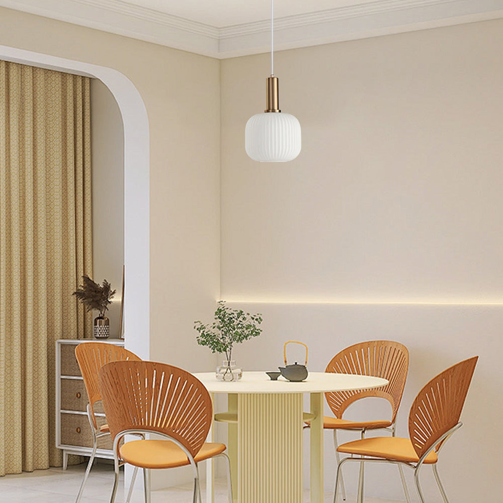 Nordic White Pendant Light - Metal & Glass Dining Room