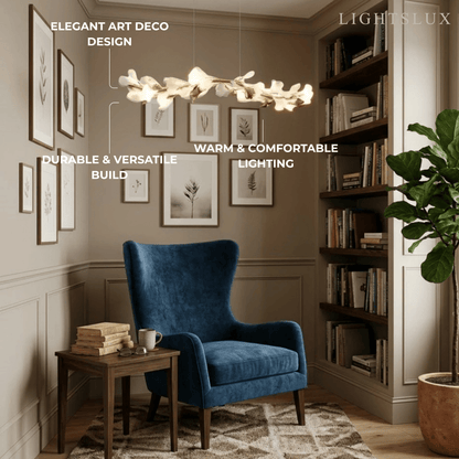 Excelis Art Deco Chandelier - Gold Ceramic/Metal for Living Room