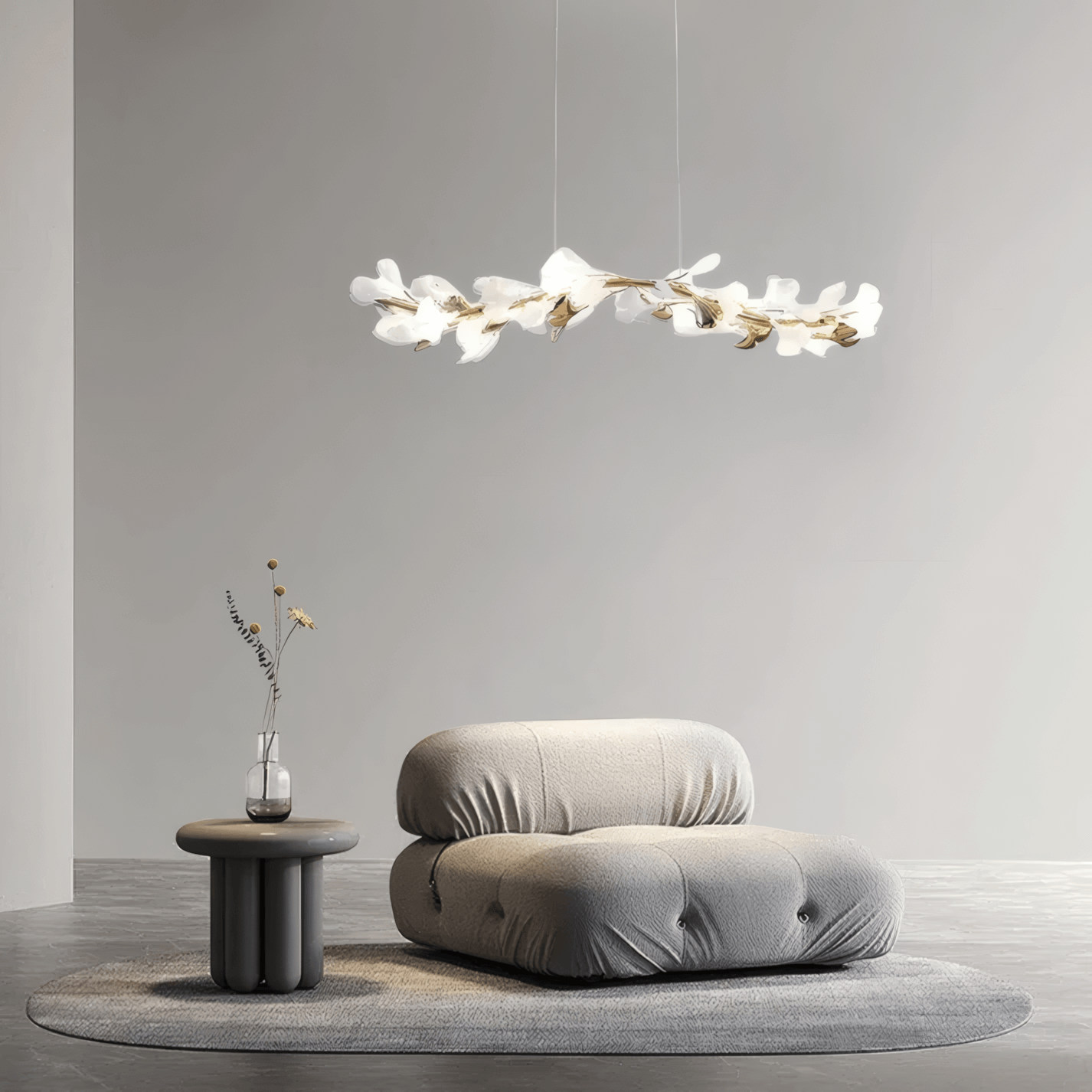 Art Deco Chandelier - Gold Ceramic/Metal for Living Room