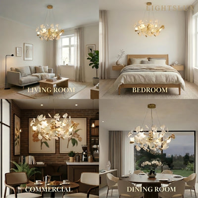 Lámpara de araña Excelis Art Déco – Diseño cerámico para comedor