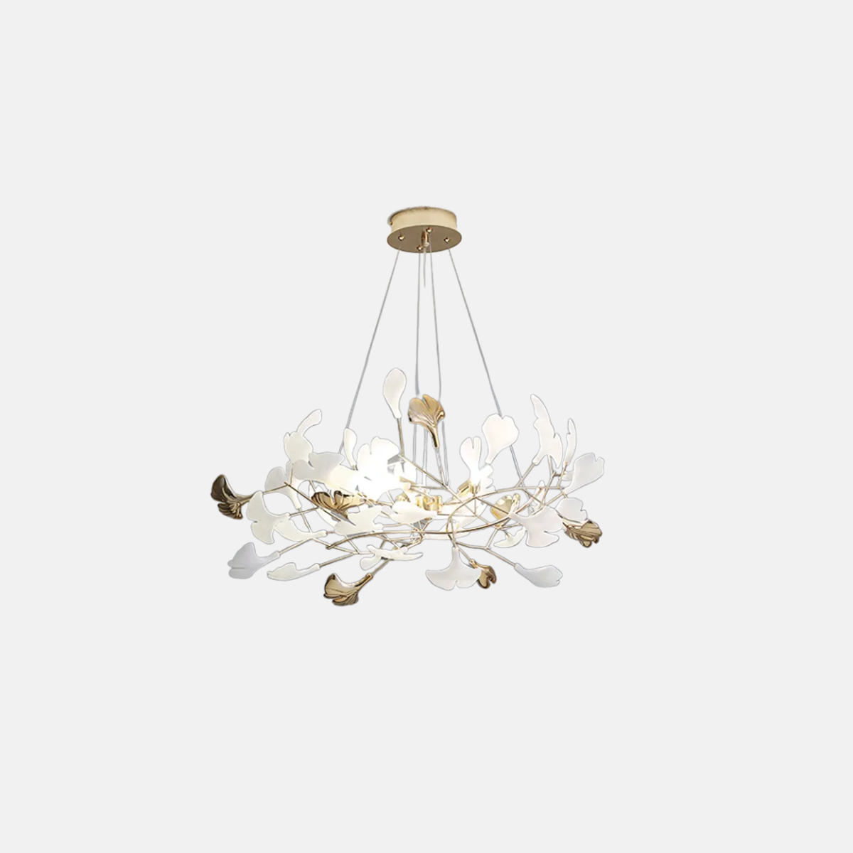 Art Deco White Chandelier – Petal-Shaped
