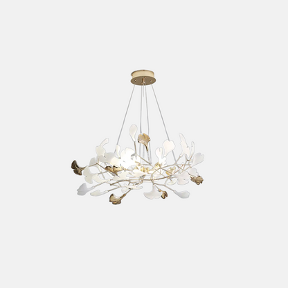 Art Deco White Chandelier – Petal-Shaped
