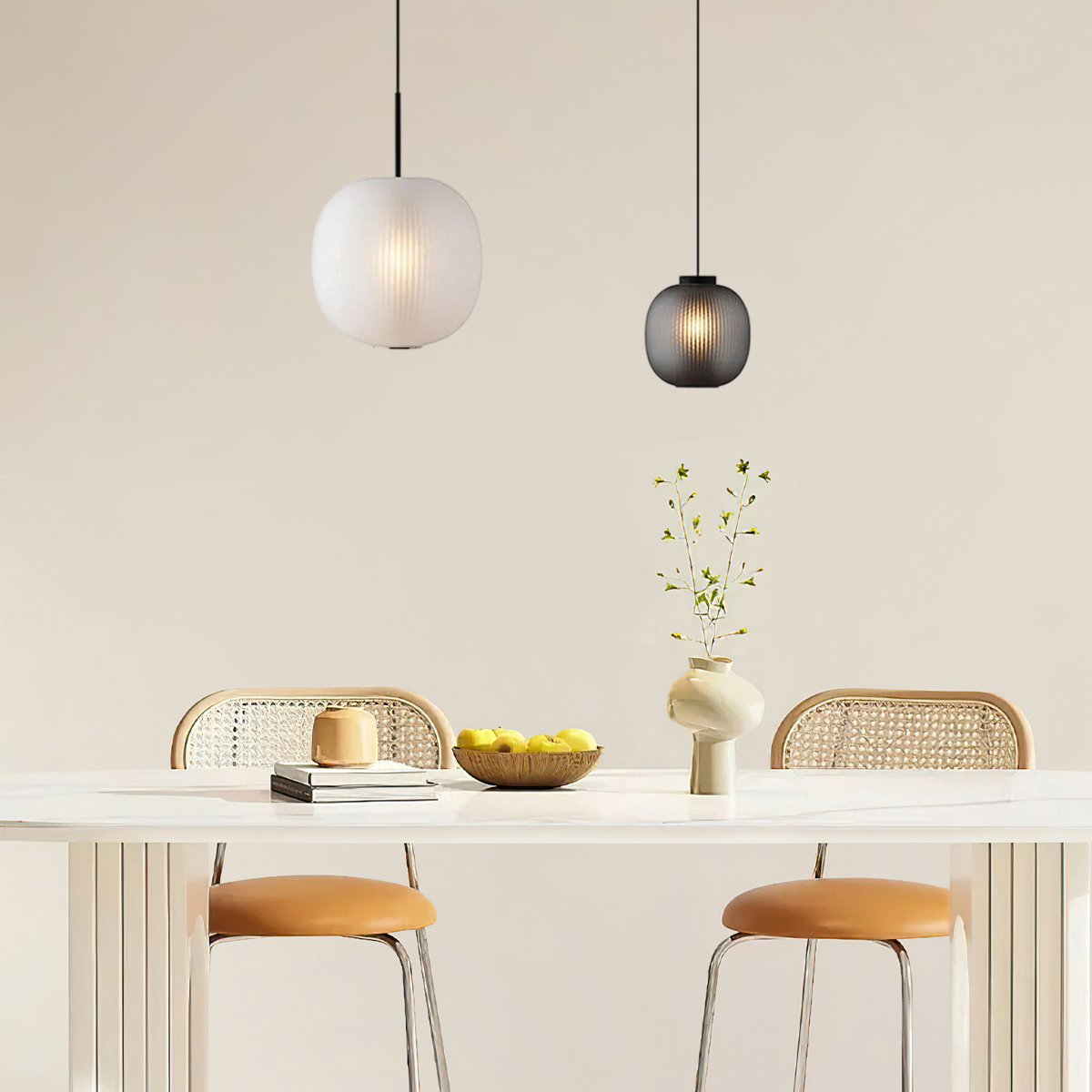  Modern Cylinder Pendant Light - Frosted Glass