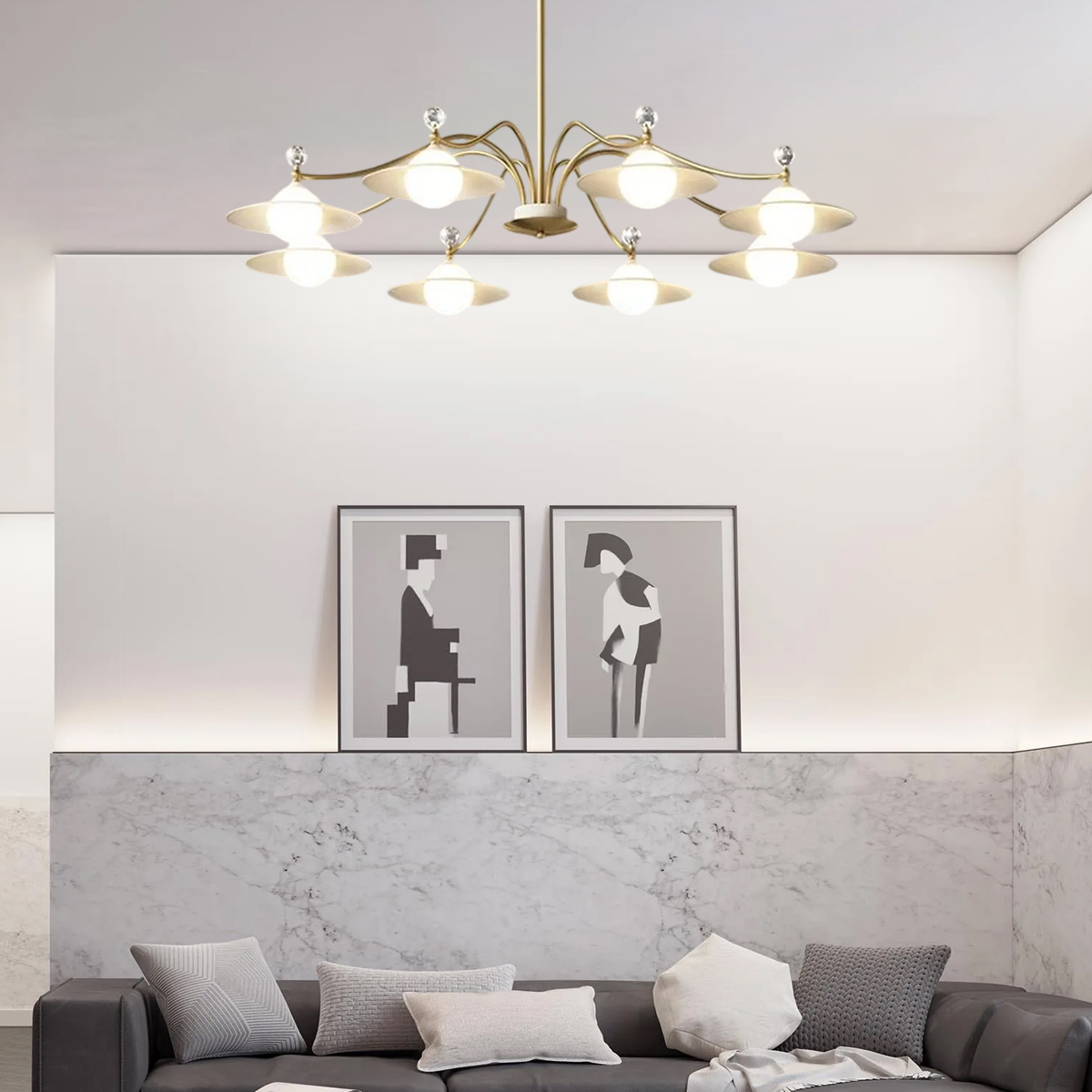  Modern Crystal Chandelier - 6/8 Head 