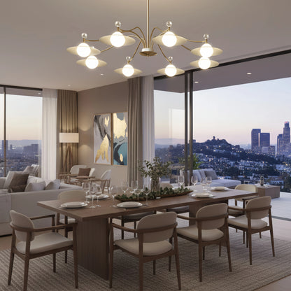 Nebula Modern Crystal Chandelier - 6/8 Head Gold Metal & Glass for Living/Dining Room