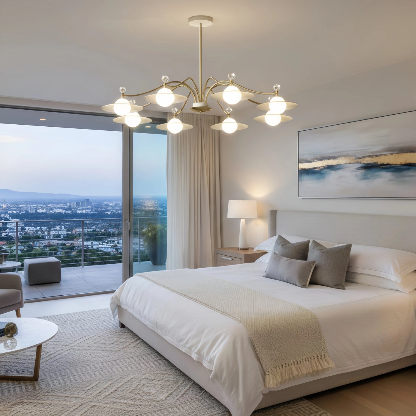 Nebula Modern Crystal Chandelier - 6/8 Head Gold Metal & Glass for Living/Dining Room