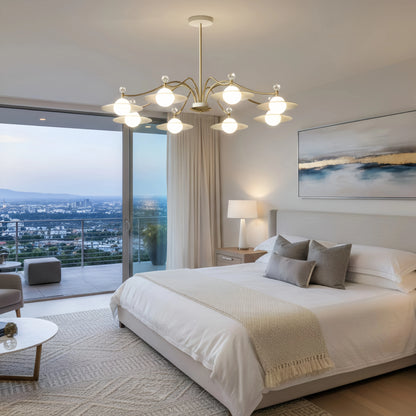 Nebula Modern Crystal Chandelier - 6/8 Head Gold Metal & Glass for Living/Dining Room