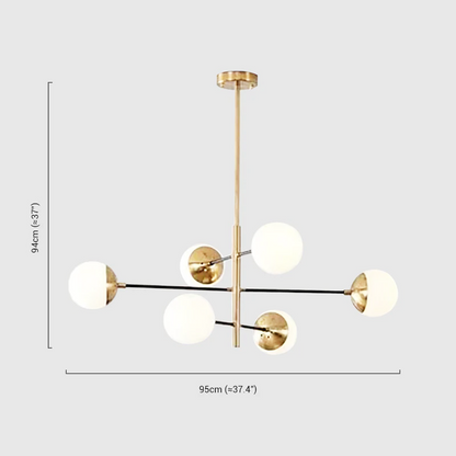 Gold Chandelier – Multi Globe Metal/Glass Dimension