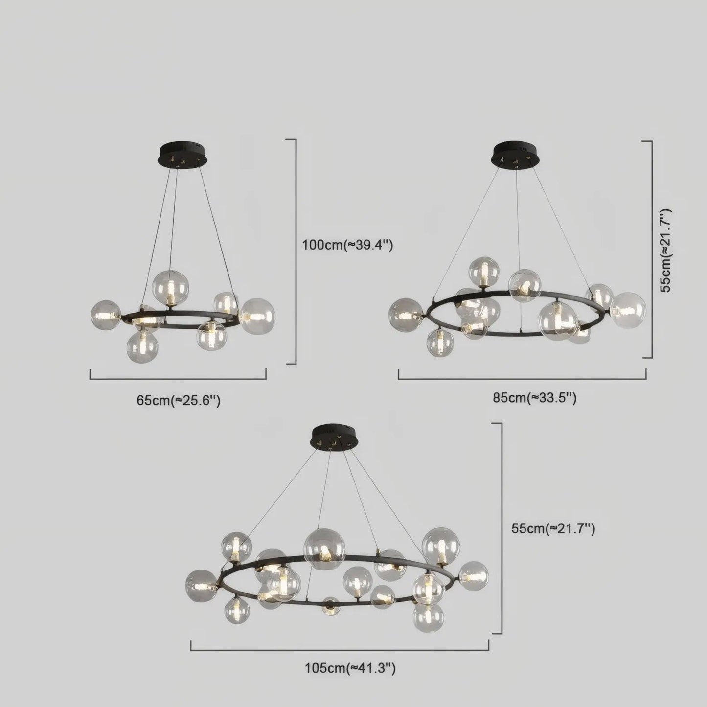 Art Deco Gold Ceiling Light - Dimensions