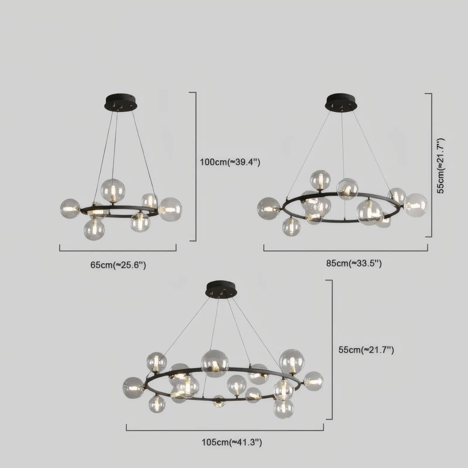 Art Deco Gold Ceiling Light - Dimensions