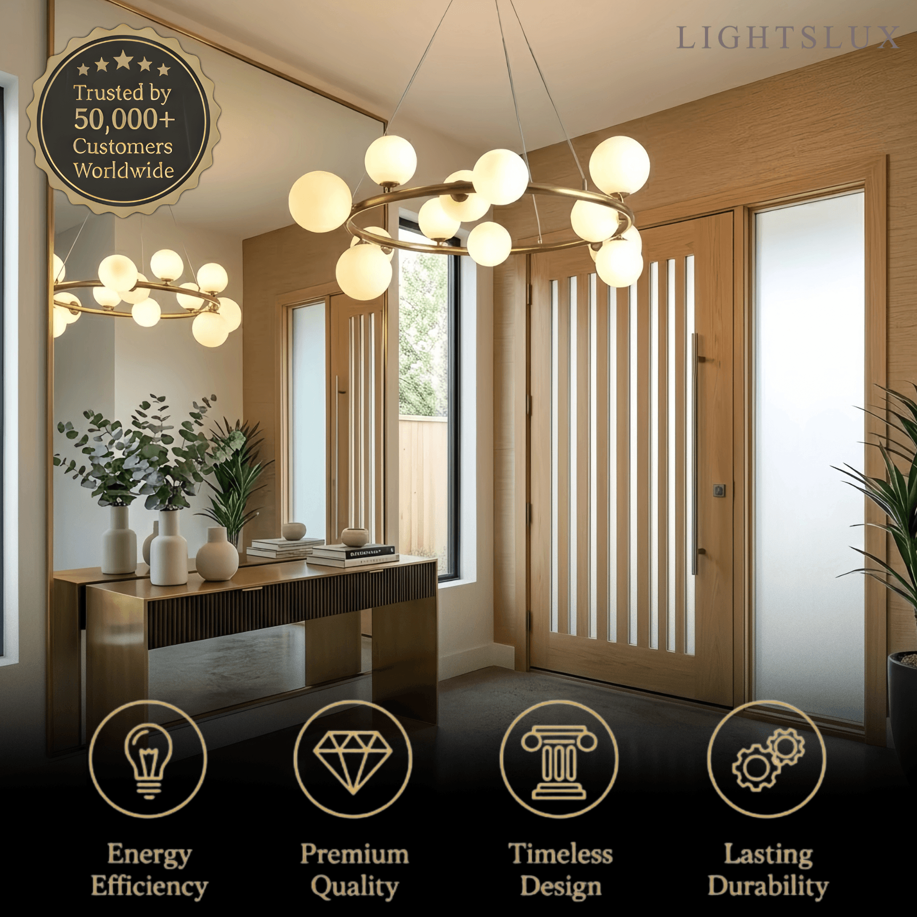 Chandelier - Metal Frame with Bubble Design for Living Room