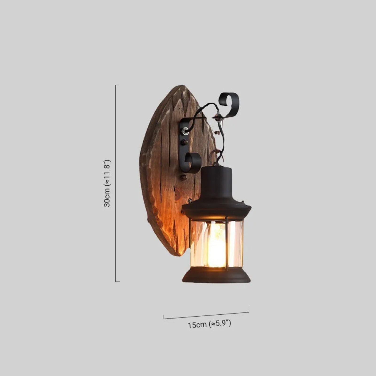 Wall Lamp — Black Metal & Wood for Dining Room 