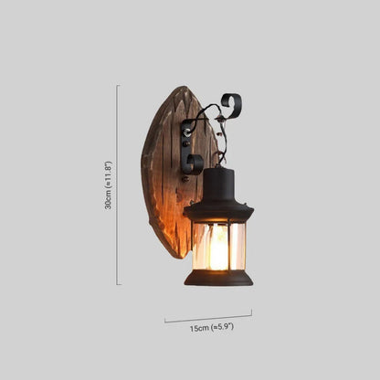 Wall Lamp — Black Metal & Wood for Dining Room 