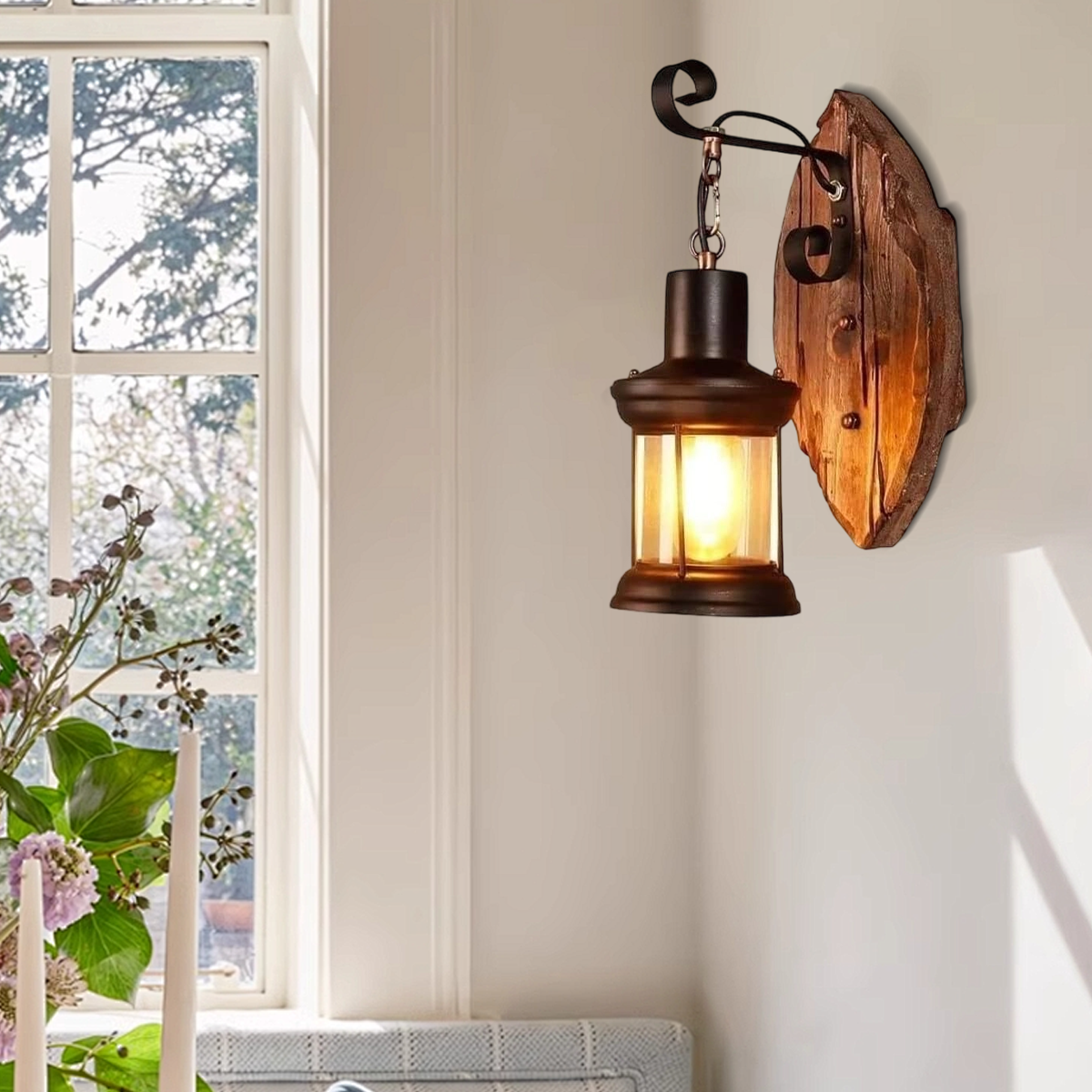 Irondale Industrial Black Metal Wall Lamp - Lantern for Dining Room