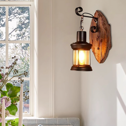 Irondale Industrial Black Metal Wall Lamp - Lantern for Dining Room