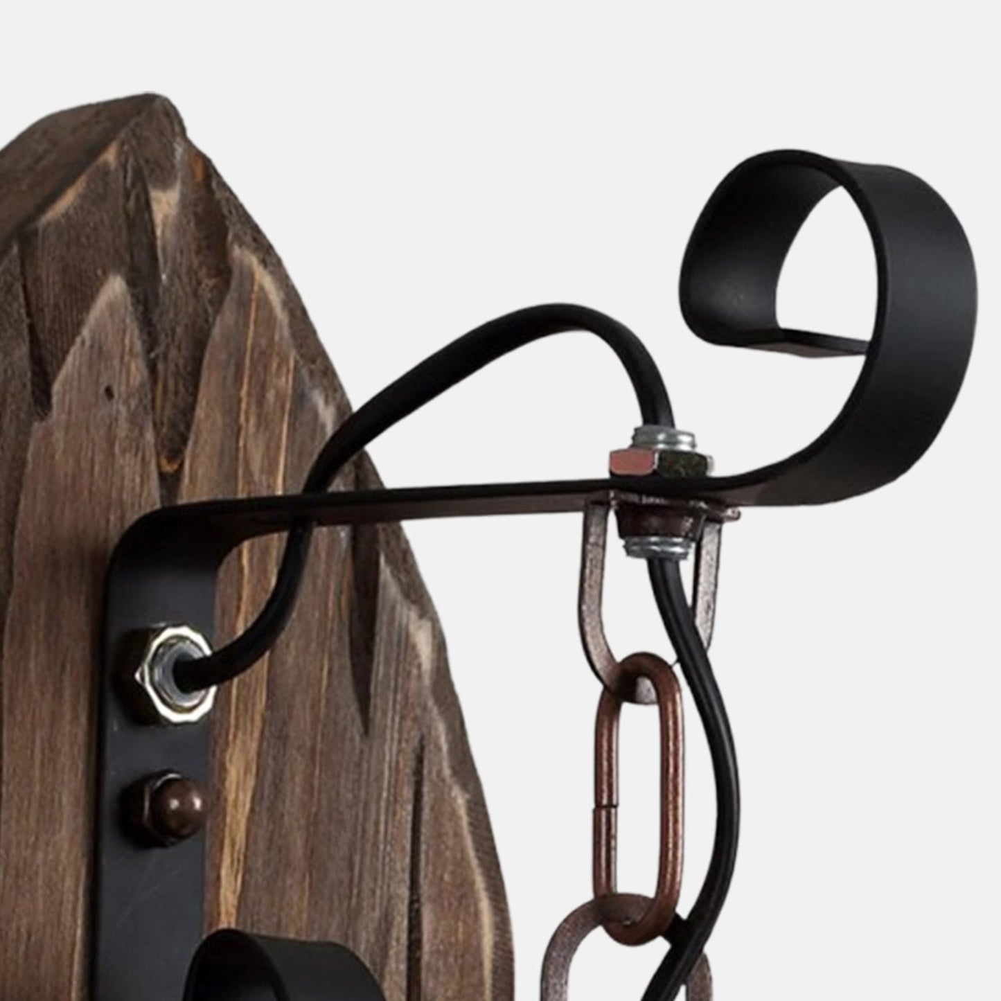 Wall Lamp — Black Metal & Wood for Dining Room 