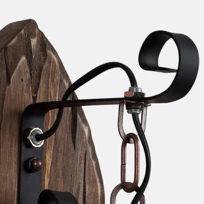 Wall Lamp — Black Metal & Wood for Dining Room 