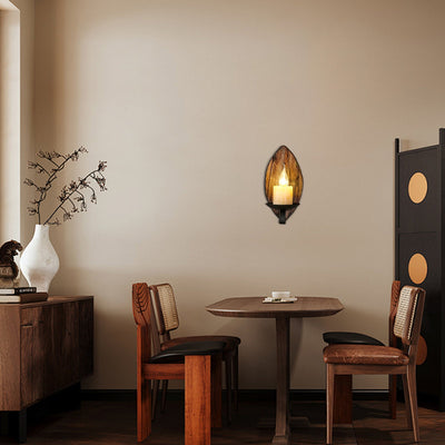 Vintage Wood & Metal Wall Lamp