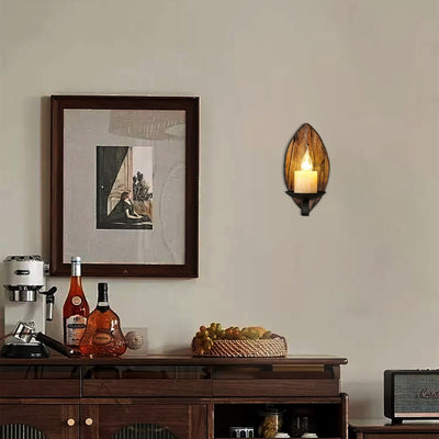 Vintage Wood & Metal Wall Lamp