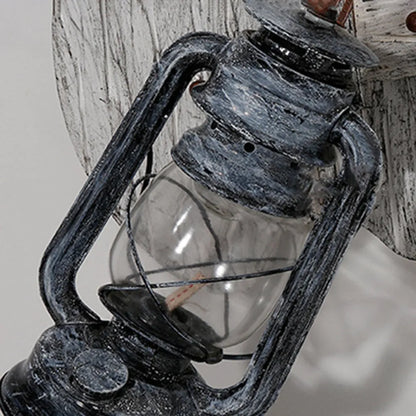  Lantern Wall Lamp — Black Metal & Wood