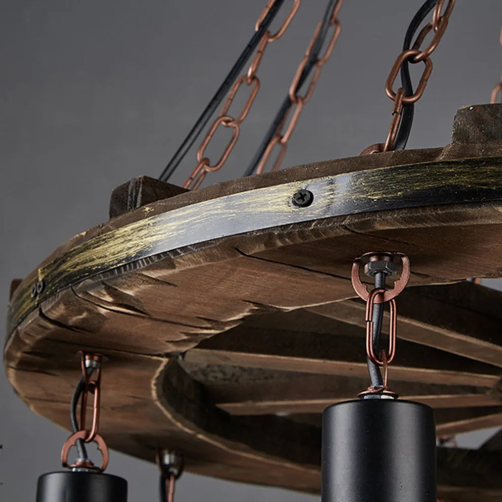 Vintage Rudder Pendant Light — Wood & Metal