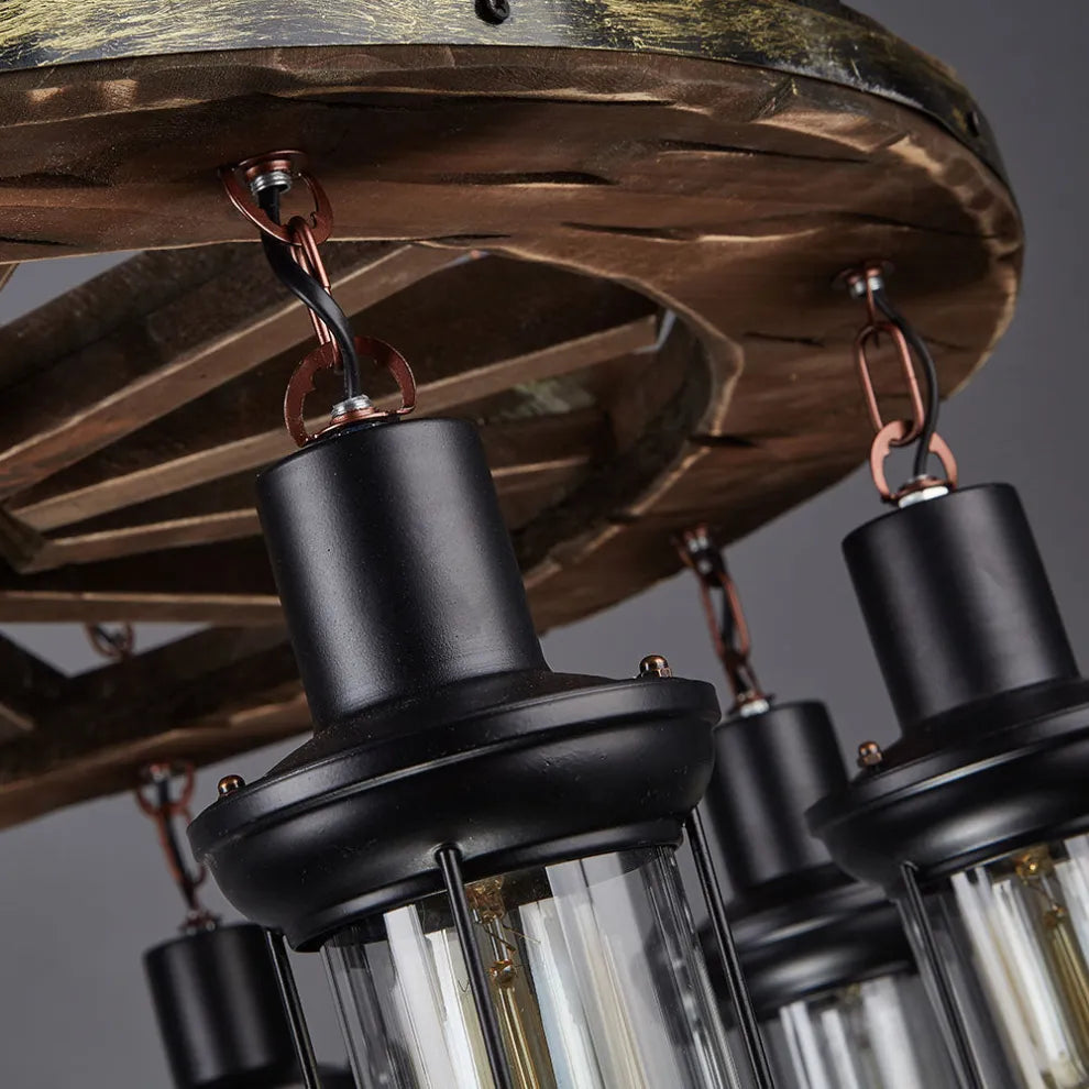 Vintage Rudder Pendant Light — Wood & Metal