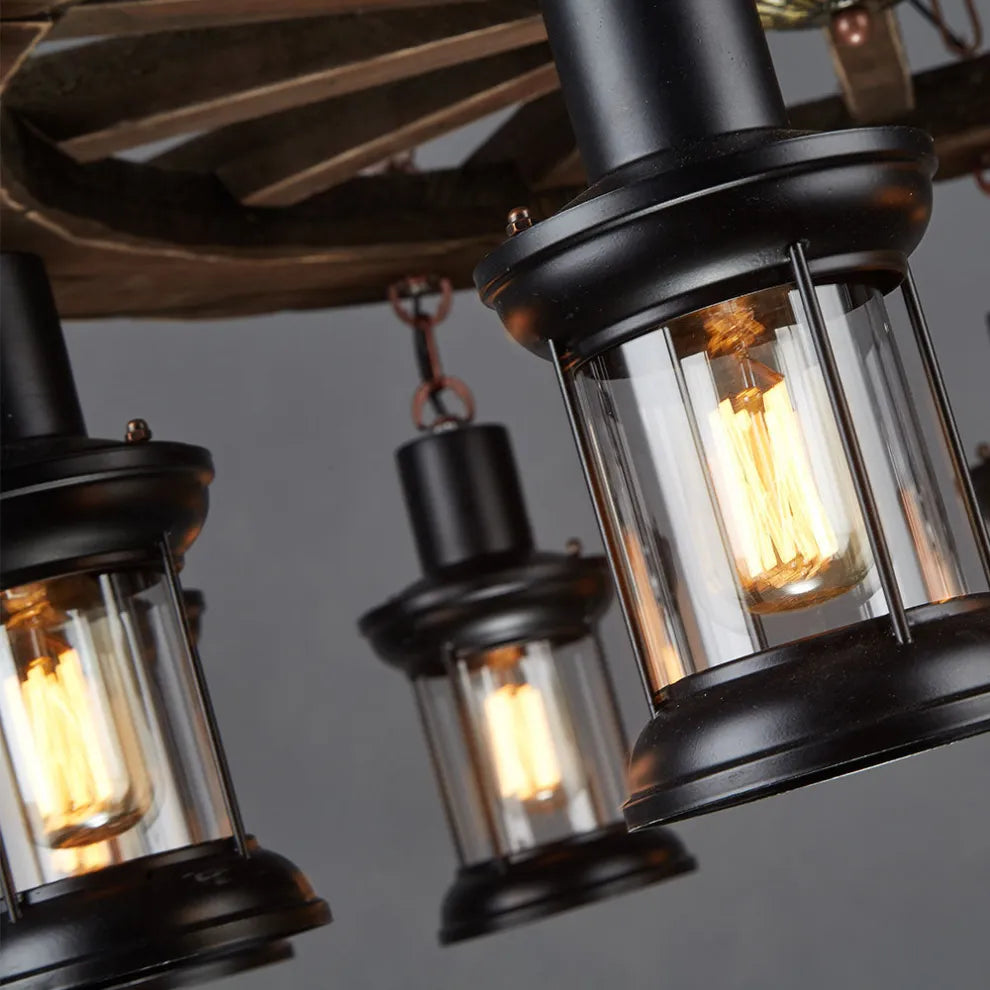 Vintage Rudder Pendant Light — Wood & Metal