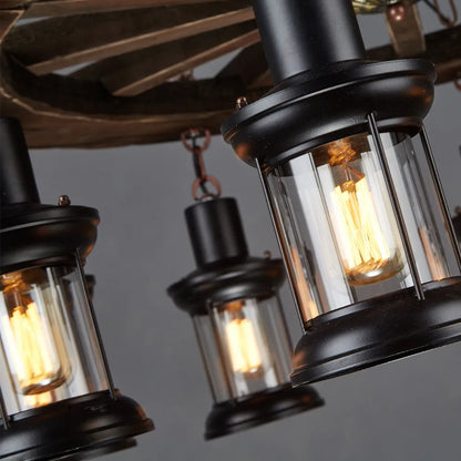 Vintage Rudder Pendant Light — Wood & Metal