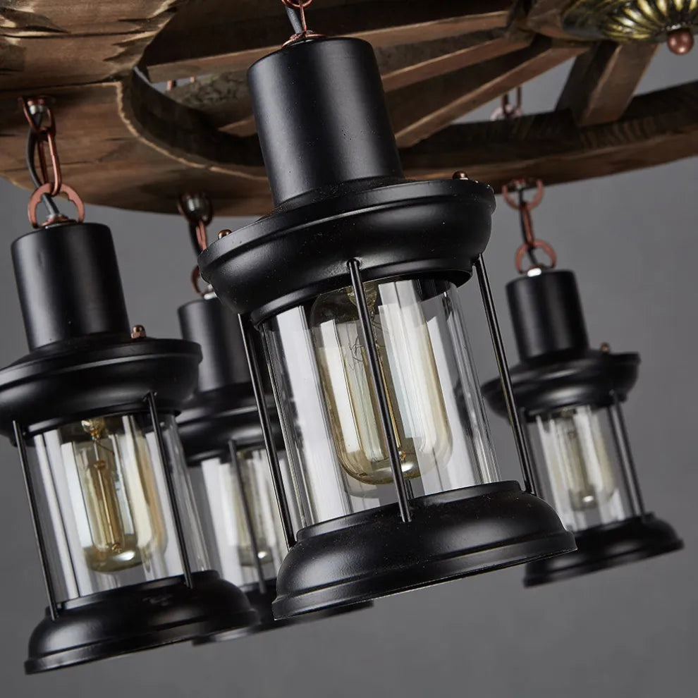 Vintage Rudder Pendant Light — Wood & Metal