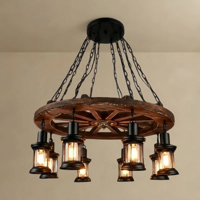 Irondale Vintage Rudder Pendant Light — Wood & Metal Industrial for Kitchen/Dining Room