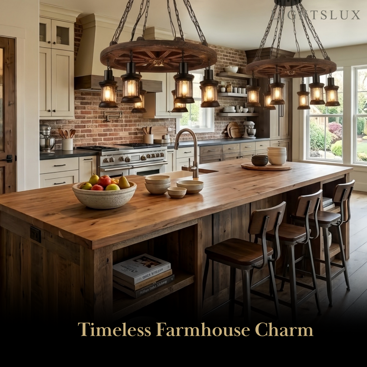 Irondale Vintage Rudder Pendant Light — Wood & Metal Industrial for Kitchen Island