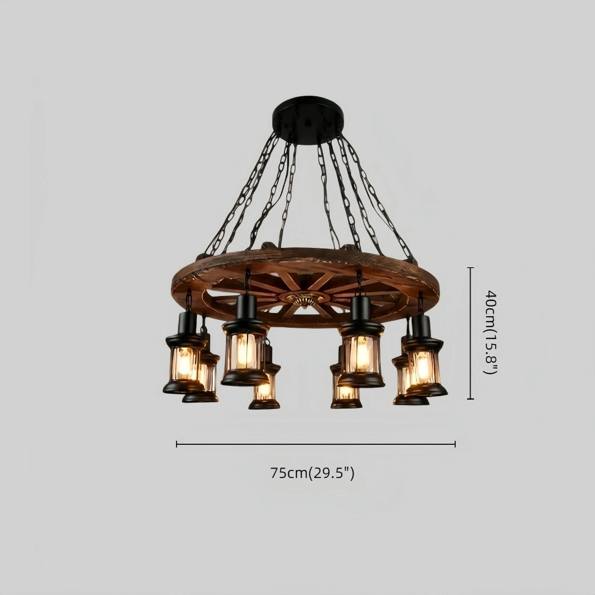 Irondale Vintage Rudder Pendant Light — Wood & Metal Industrial for Dimensions