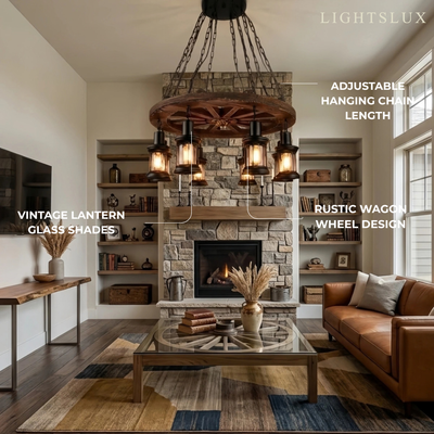 Irondale Vintage Rudder Pendant Light — Wood & Metal Industrial for Living Room